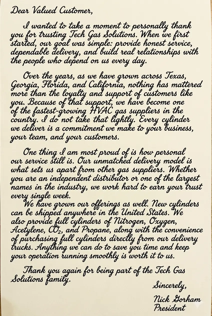 A Handwritten Letter from our President Nick Gorham Mobile Version