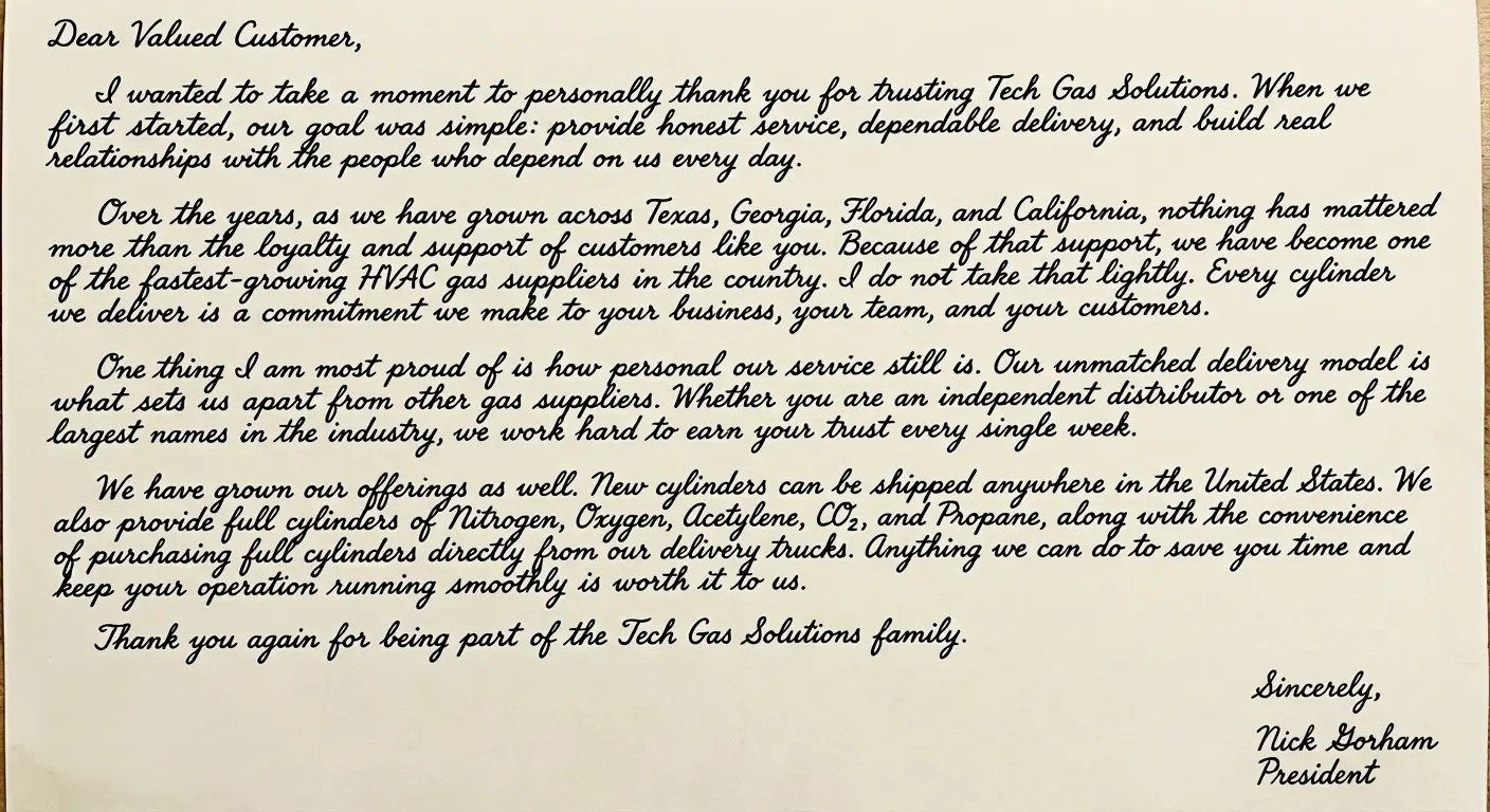 A Handwritten Letter from our president Nick Gorham