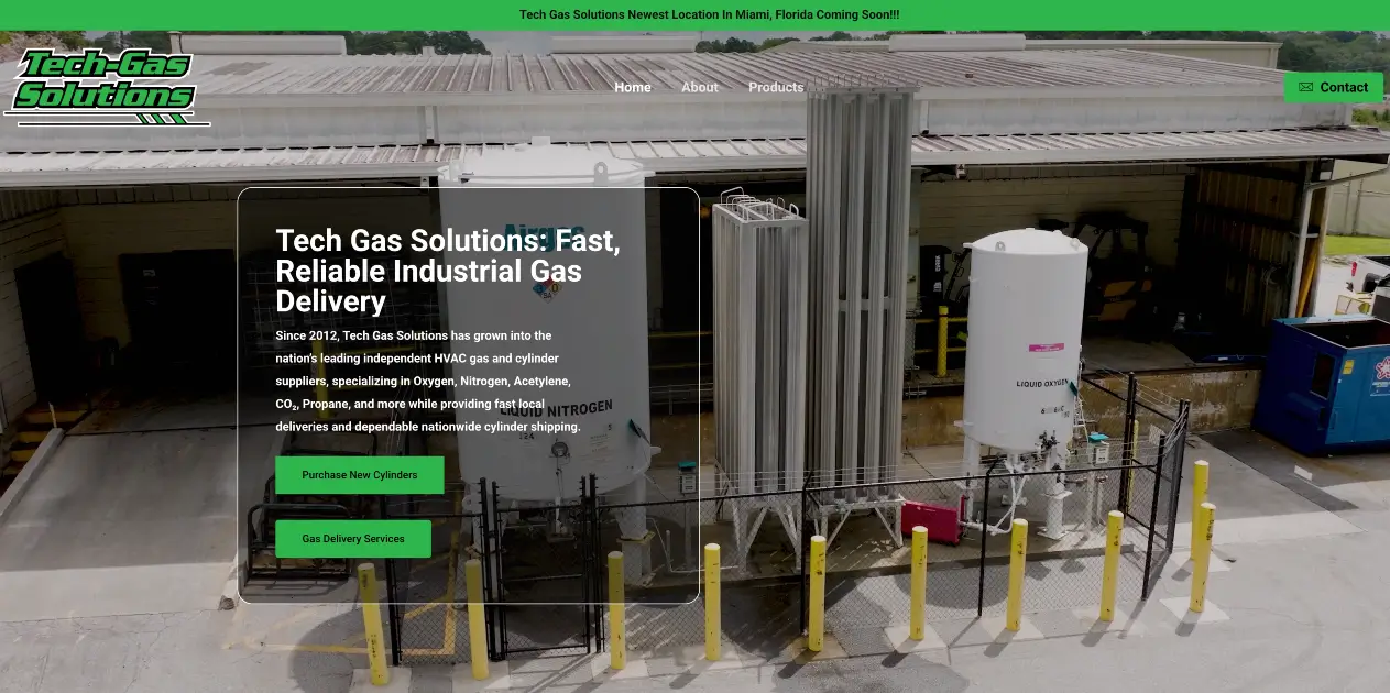 Tech Gas Solutions | Fast HVAC Gas Delivery & New Cylinders